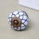 White Ceramic Blue Floral Knob for Cabinet
